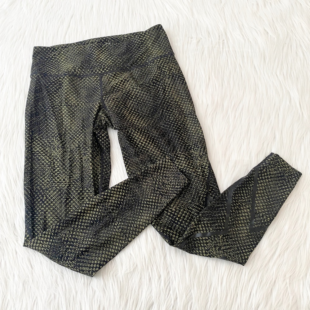 2XU Black and Olive Patterned High-Waist Leggings